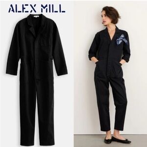 Alex Mill Women's Standard Jumpsuit In Cotton Twill Washed Black XL